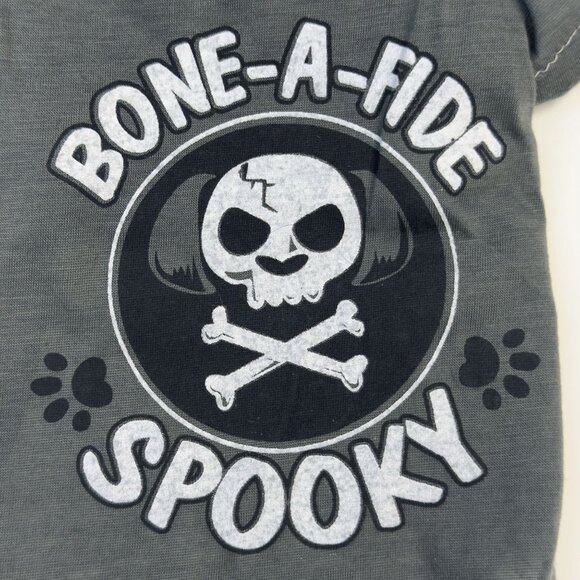 Bone-A-Fide Spooky Novelty Pet Halloween Tee Small Gray Skull Dog Costume NEW - Picture 2 of 8